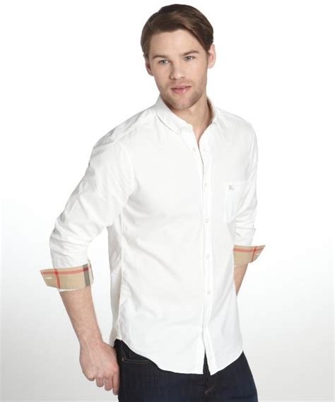 burberry long sleeve shirt white|Burberry long sleeve button up.